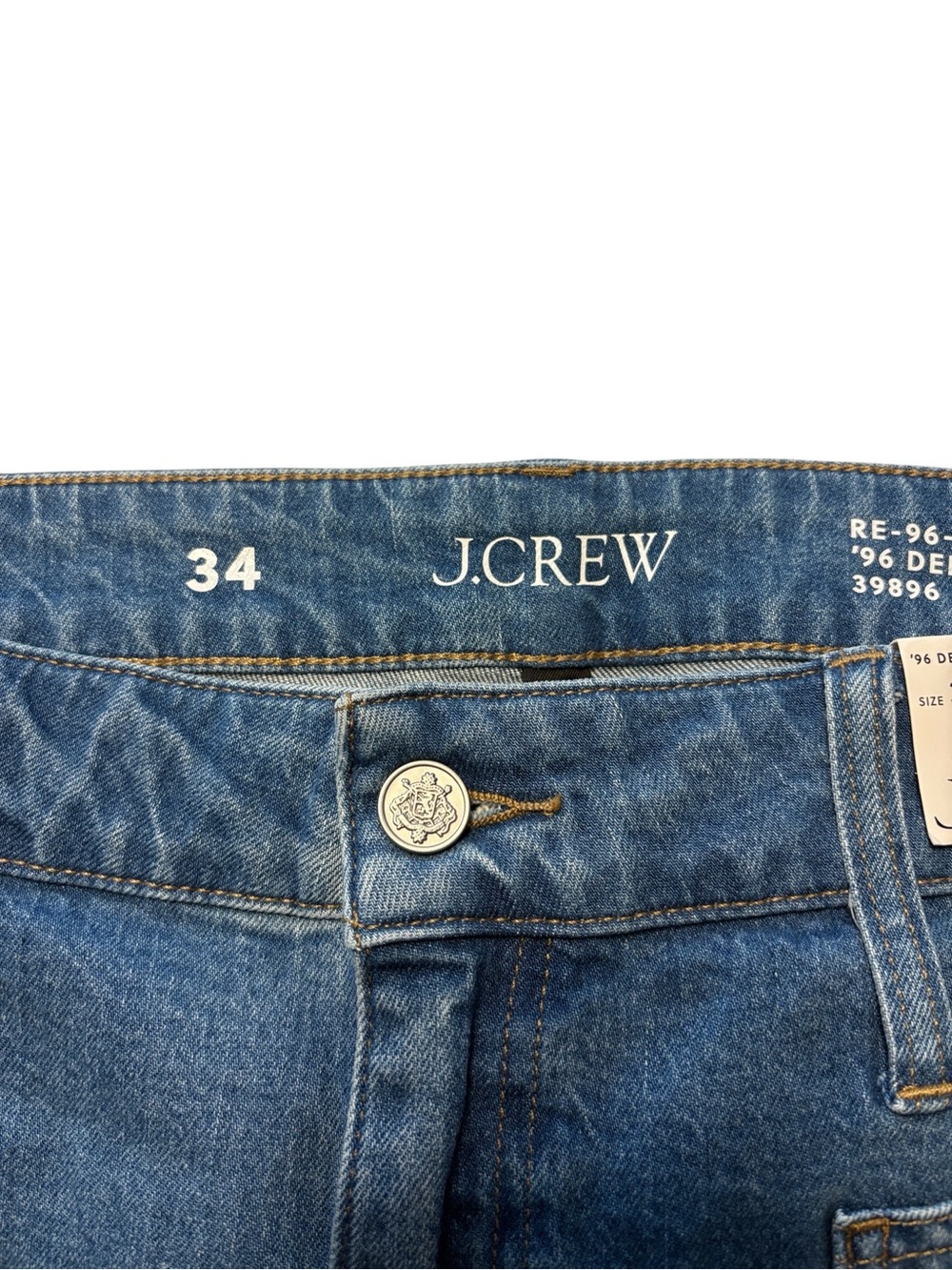 J. Crew High Rise Sailor Denim Trousers 1996 semi-stretch Size 34 Light Wash NWT - Picture 4 of 9